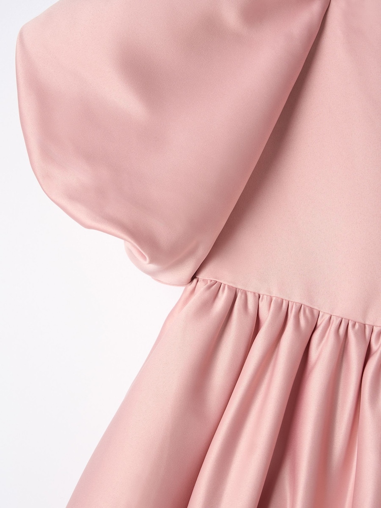 Angel & Rocket Elle Pink Bubble Hem Satin Dress - Image 15 of 15