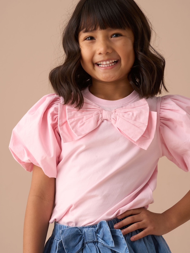 Angel & Rocket Pink Aofie Bow T-Shirt - Image 1 of 6 Angel & Rocket Pink Aofie Bow T-Shirt - Image 1 of 6