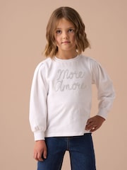 Angel & Rocket White Erin Sequin Slogan Top - Image 1 of 6