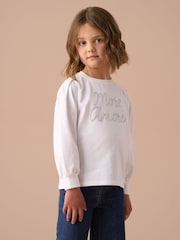 Angel & Rocket White Erin Sequin Slogan Top - Image 2 of 6