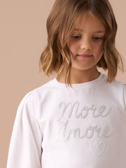 Angel & Rocket White Erin Sequin Slogan Top - Image 3 of 6