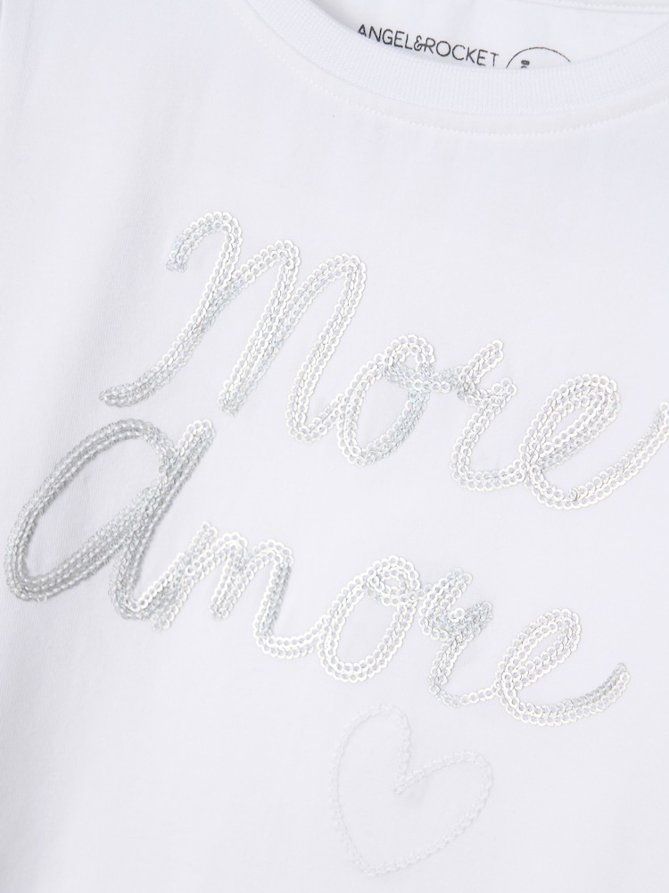 Angel & Rocket White Erin Sequin Slogan Top - Image 6 of 6