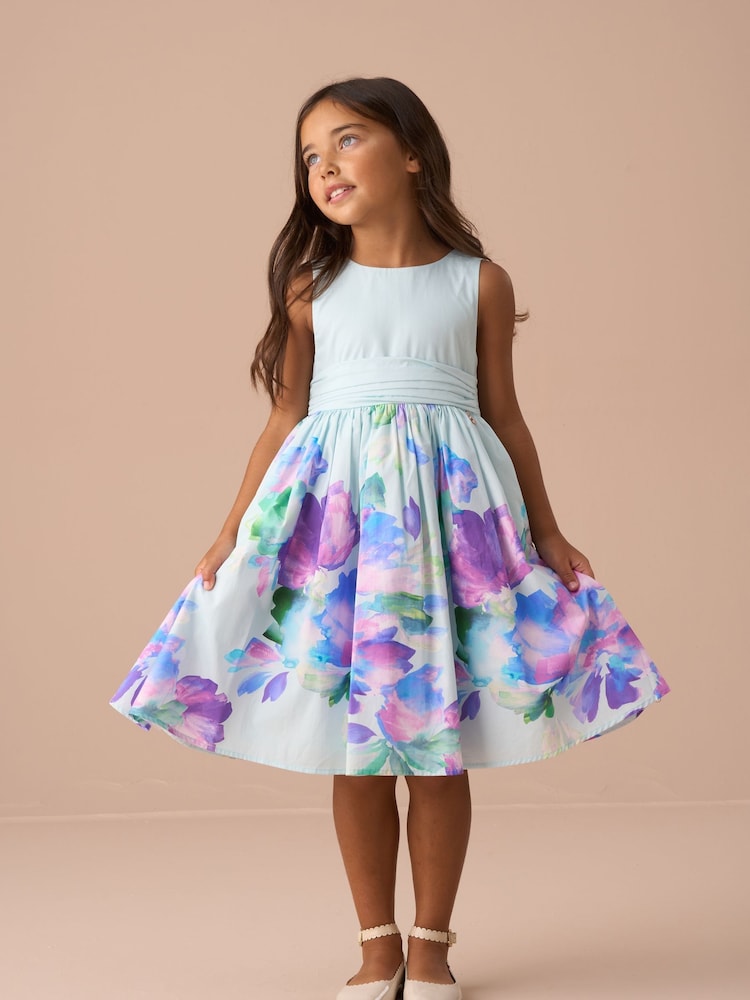 Angel & Rocket Green Elisa Print Border Bow Back Dress - Image 1 of 7