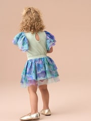 Angel & Rocket Green Lois Mint Floral Tutu And Frill Sleeve Bodysuit Set - Image 2 of 4