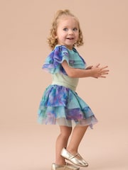 Angel & Rocket Green Lois Mint Floral Tutu And Frill Sleeve Bodysuit Set - Image 3 of 4