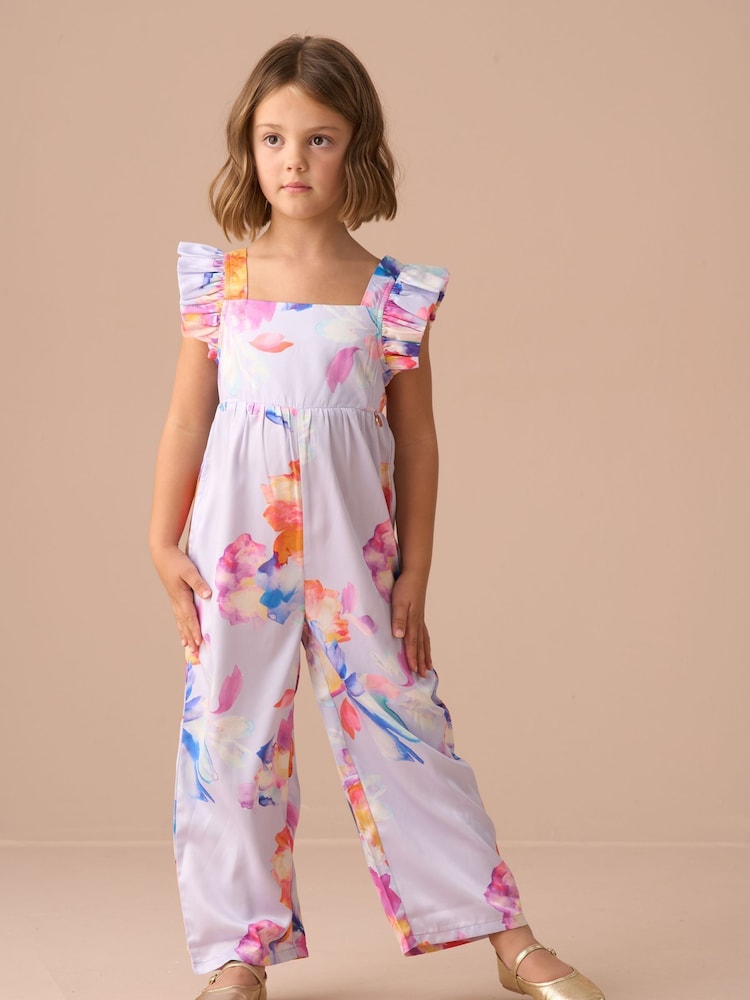 Angel & Rocket Purple Tia Wide Leg Print Jumpsuit - Image 1 of 7