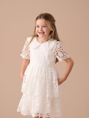 Angel & Rocket White Mavea Collared Lace Dress - Image 1 of 8