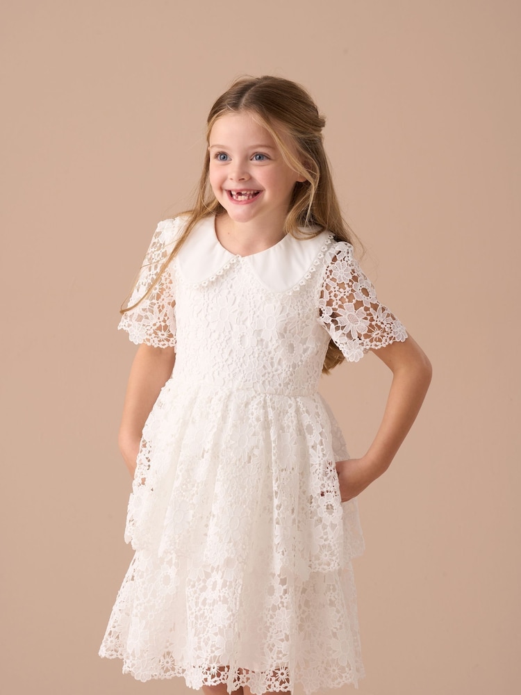 Angel & Rocket White Mavea Collared Lace Dress - Image 1 of 8