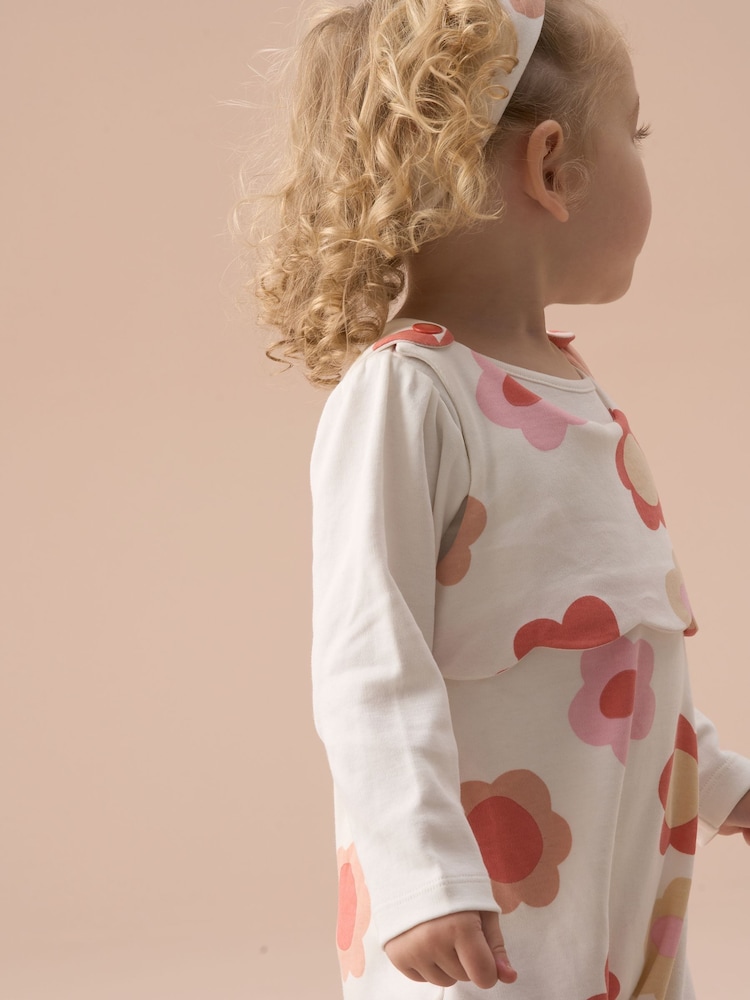 Angel & Rocket Pink Daphne Flower Print Dungaree 3 Pc Set - Image 2 of 7 Angel & Rocket Pink Daphne Flower Print Dungaree 3 Pc Set - Image 2 of 7