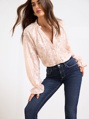 Lipsy Dark Blue Wash Mid Rise Flare Jeans - Image 5 of 5
