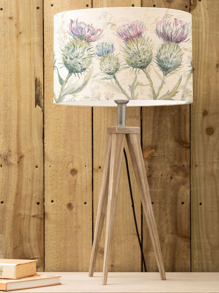 Voyage Maison Grey Aratus Wooden Table Lamp with Thistle Glen Shade - Image 1 of 3