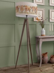 Voyage Maison Grey Aratus Wooden Lamp with Highland Cattle Shade - Image 1 of 3