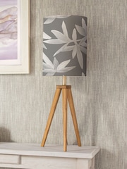 Voyage Maison Brown Aratus Wooden Lamp with Silverwood Floral Shade - Image 1 of 4