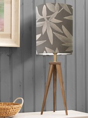 Voyage Maison Brown Aratus Wooden Lamp with Silverwood Floral Shade - Image 3 of 4