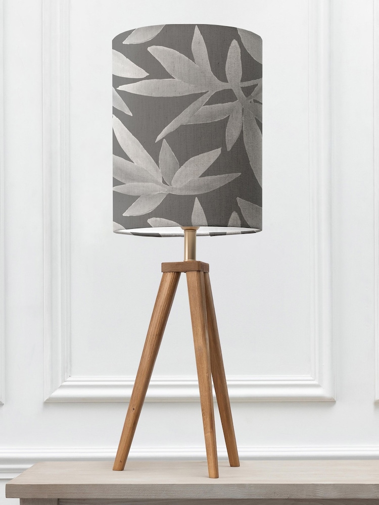 Voyage Maison Brown Aratus Wooden Lamp with Silverwood Floral Shade - Image 4 of 4