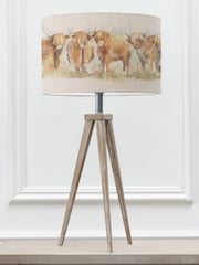 Voyage Maison Grey Aratus Wooden Lamp with Highland Cattle Shade - Image 3 of 3
