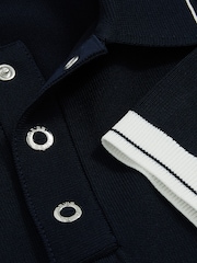 Weiß und Marineblau - Reiss Portman Strick-Poloshirt mit Zierstreifen - Bild 5 von 5