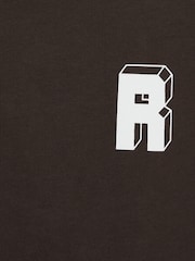 Reiss Chocolate Brown / Off White Manny 13-14 yrs Cotton Block-Logo Oversized T-Shirt - Image 4 of 4