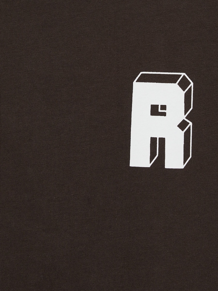Reiss Chocolate Brown / Off White Manny 13-14 yrs Cotton Block-Logo Oversized T-Shirt - Image 4 of 4