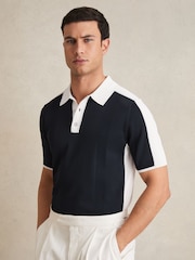 Reiss – Pentel – Strick-Polo-Shirt mit Colourblock-Design - Bild 1 von 6