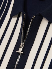 Reiss Navy/White Ambient 9-13 yrs Striped Zip-Through Knit Overshirt - Image 5 of 5