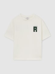 Reiss Off White/Green Manny 13-14 yrs Cotton Block-Logo Oversized T-Shirt - Image 1 of 4