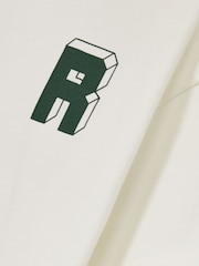 Reiss Off White/Green Manny 13-14 yrs Cotton Block-Logo Oversized T-Shirt - Image 4 of 4