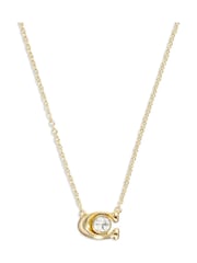 COACH Gold Tone Signature Necklace and Earrings Set - Image 2 of 4
