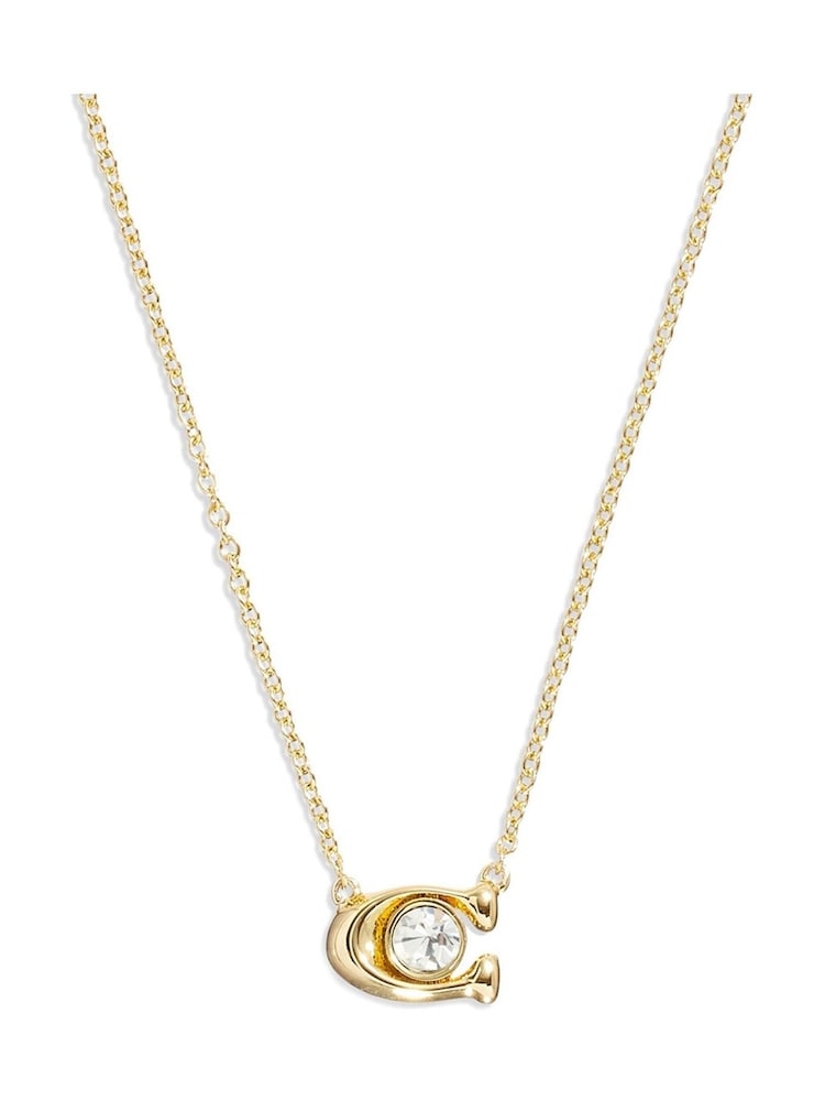 COACH Gold Tone Signature Necklace and Earrings Set - Image 2 of 4
