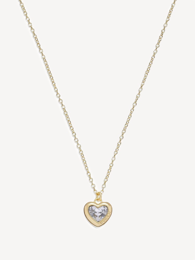 COACH Gold Tone Heart Pendant Necklace - Image 1 of 4 COACH Gold Tone Heart Pendant Necklace - Image 1 of 4