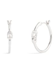 COACH Silver Tone Signature Hoop Earrings - Image 1 of 3
