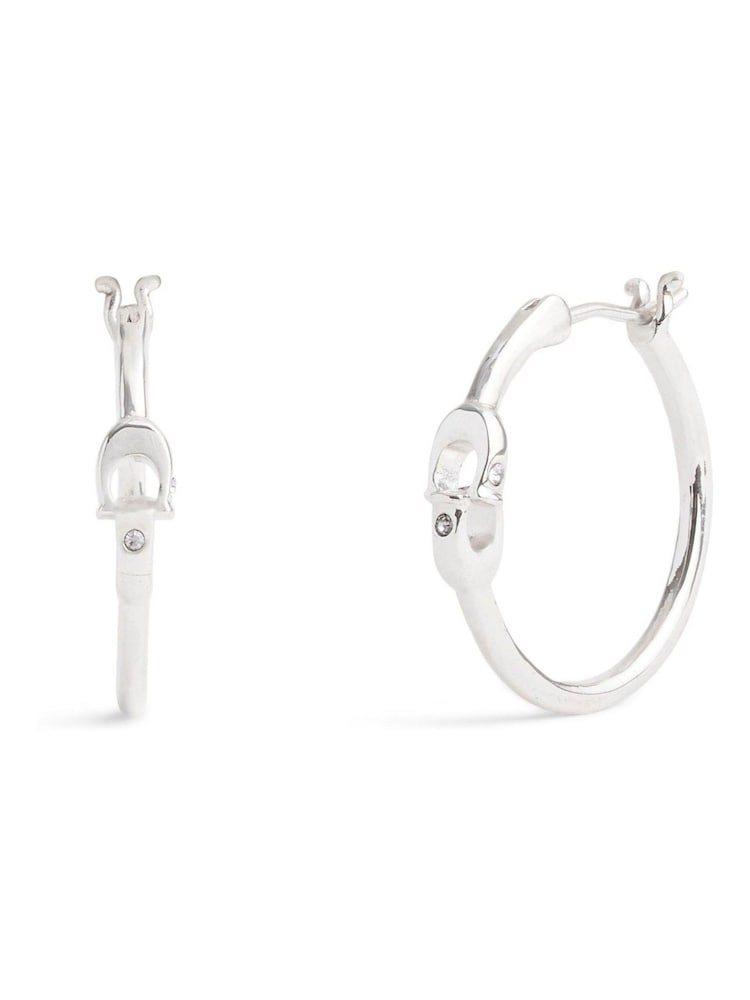 COACH Silver Tone Signature Hoop Earrings - Image 1 of 3