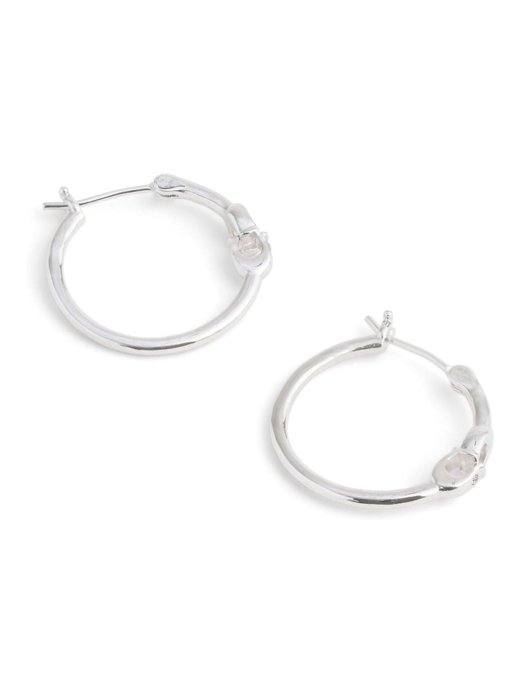 COACH Silver Tone Signature Hoop Earrings - Image 2 of 3