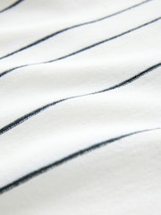 White/Black Regular Fit Short Sleeve Vertical Stripe Knit Quarter Zip Polo Shirt - Image 7 of 7