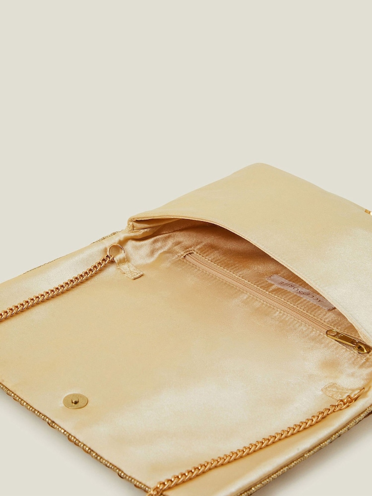 Buy Accessorize Gold Tianna Metallic Embellished Clutch Bag from