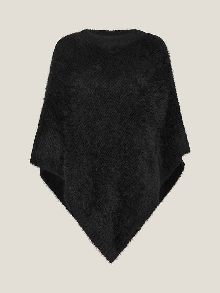 Accessorize Black Fuzzy Knit Poncho - Image 2 of 2