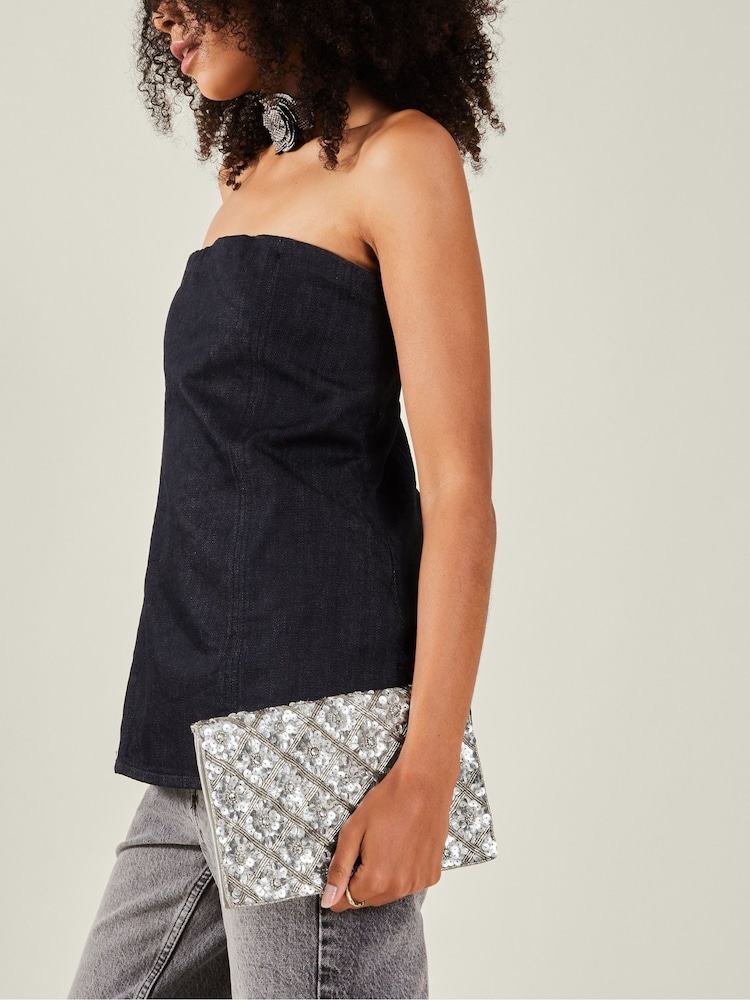 Accessorize Tianna Metallic verzierte Clutch-Tasche - Bild 1 von 4 Accessorize Tianna Metallic verzierte Clutch-Tasche - Bild 1 von 4