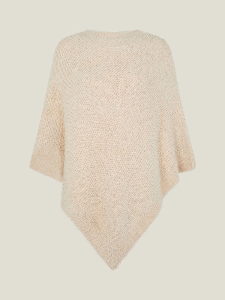 Accessorize Natural Fuzzy Knit Poncho - Image 1 of 2