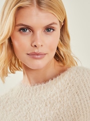 Accessorize Natural Fuzzy Knit Poncho - Image 2 of 2