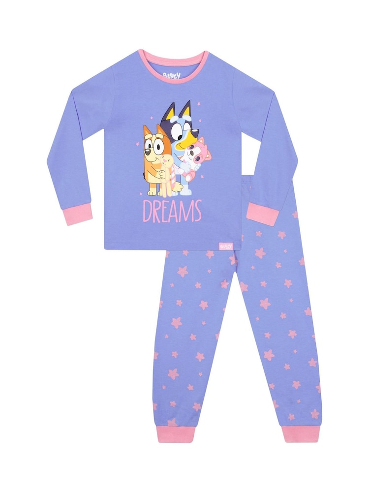 Character Purple Bluey And Bingo 100% Cotton Pyjamas - Image 1 of 10