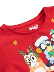 Character Red Bluey And Bingo Glitter Christmas 100% Cotton Dress - Image 8 of 9