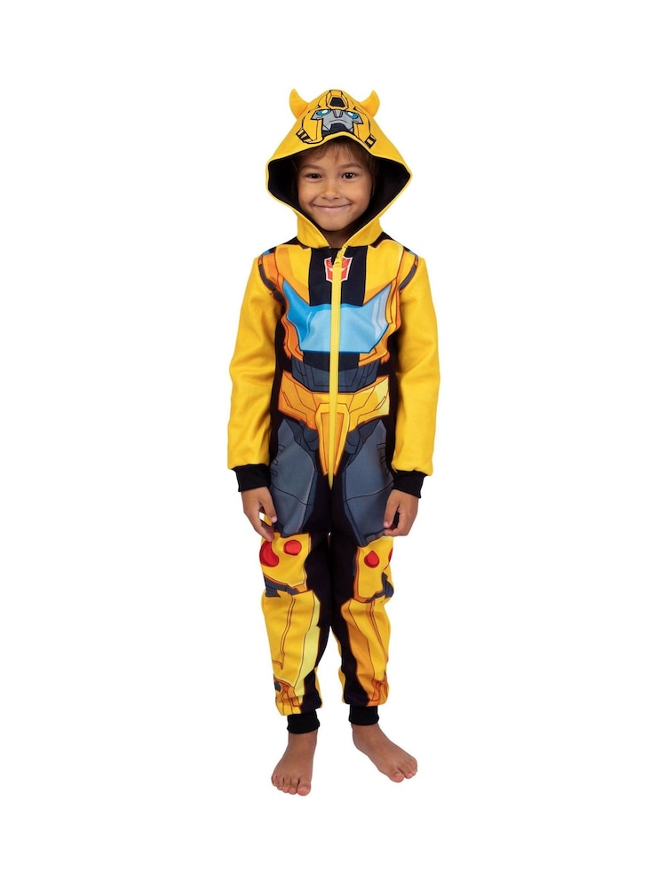 Character Yellow Transforrmers Bumblebee Onesie With 3D Horns - Image 1 of 11