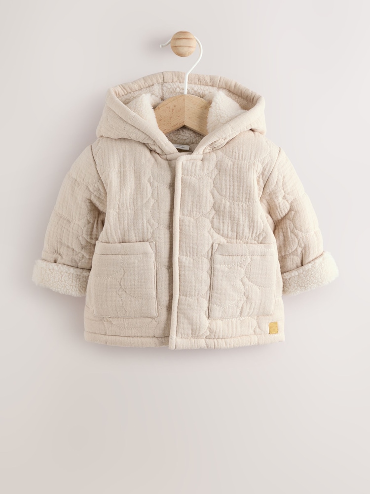Ecru Bear Print - Quilted Baby Zip Through Jacket - Bild 1 von 7 Ecru Bear Print - Quilted Baby Zip Through Jacket - Bild 1 von 7