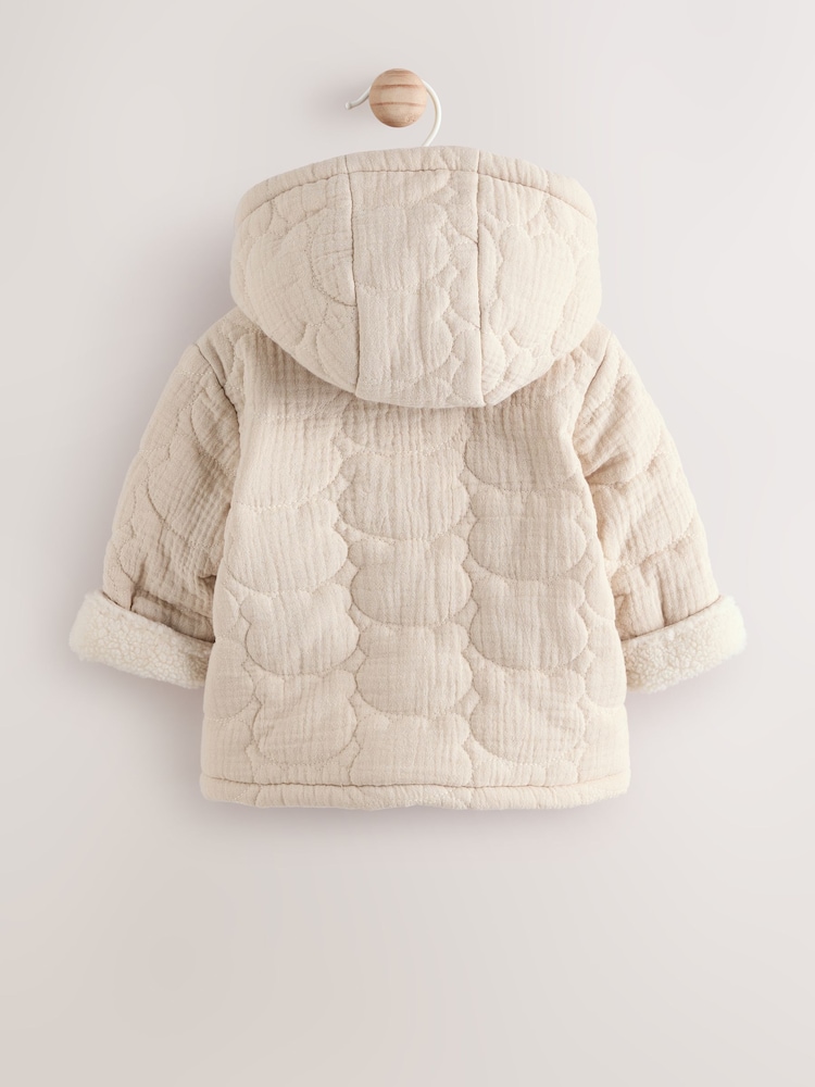 Ecru Bear Print - Quilted Baby Zip Through Jacket - Bild 2 von 7 Ecru Bear Print - Quilted Baby Zip Through Jacket - Bild 2 von 7