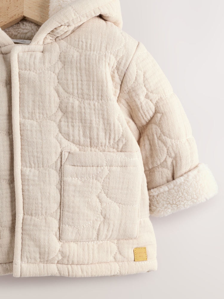 Ecru Bear Print Quilted Baby Zip Through Jacket - Image 3 of 7