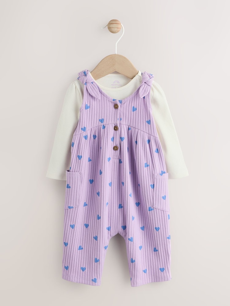 Purple Hearts Baby Jersey Dungarees (0mths-2yrs) - Image 1 of 14