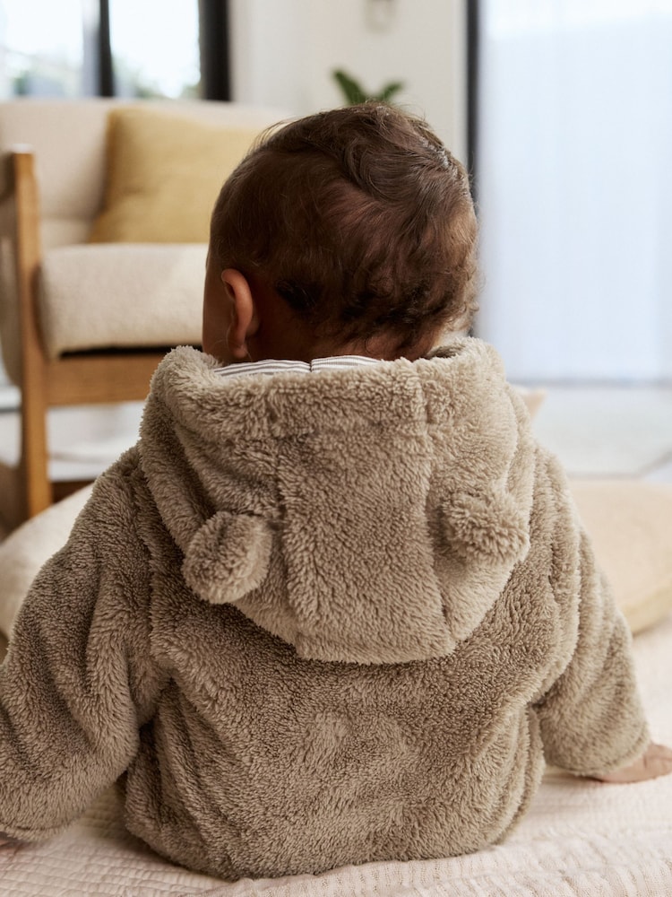 Mink Brown Fleece Baby Pramsuit - Image 2 of 12