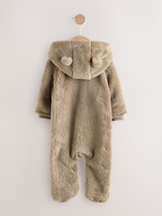 Mink Brown Fleece Baby Pramsuit - Image 7 of 12