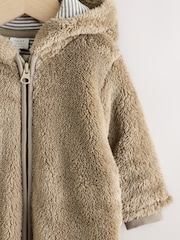 Mink Brown Fleece Baby Pramsuit - Image 8 of 12