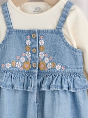 Blue Embroidered Denim Baby Long Sleeve Bodysuit & Dungaree Set (0mths-2yrs) - Image 4 of 8